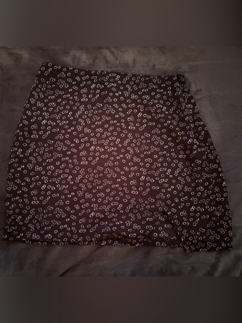 Black Mini Skirt with White Floral Print